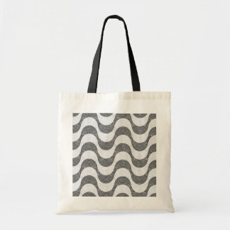 Portuguese cobblestone black and white waves  tote bag