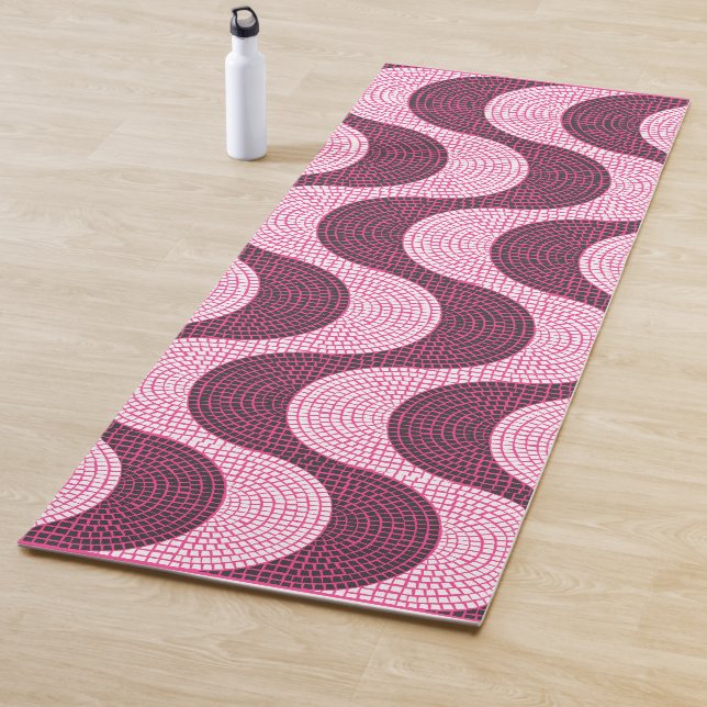 Portuguese cobblestone pavement waves in pink yoga mat (In Situ)