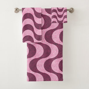 Portuguese cobblestone waves in modern pink bath towel set