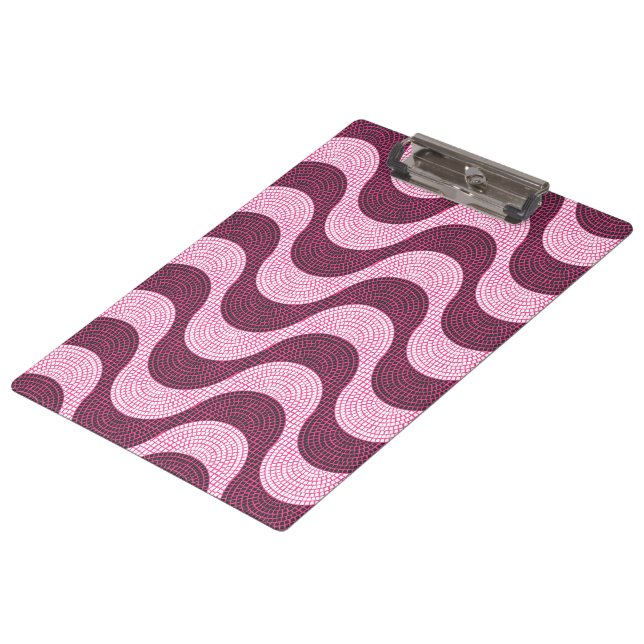 Portuguese cobblestone waves in pink clipboard (Angled)