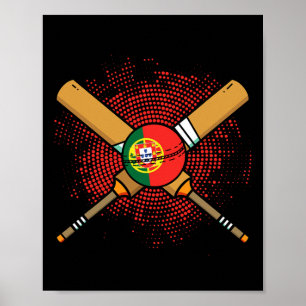 Portuguese Cricket Racket And Ll Flag Of Portugal Poster