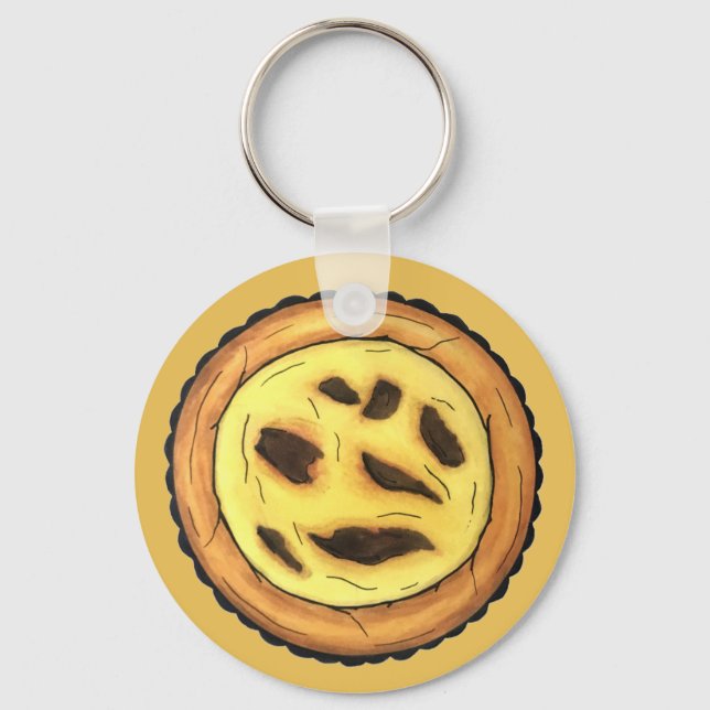 Portuguese Custard Egg Tart Pastel Pastéis de Nata Key Ring (Front)