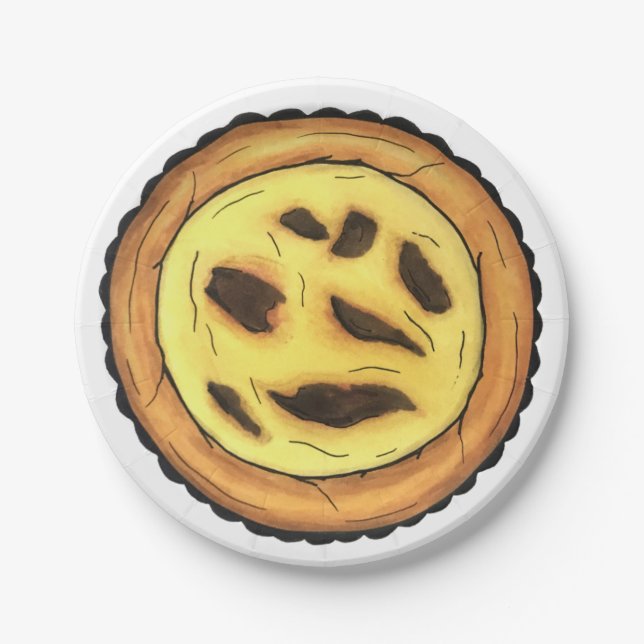 Portuguese Custard Egg Tart Pastel Pastéis de Nata Paper Plate (Front)