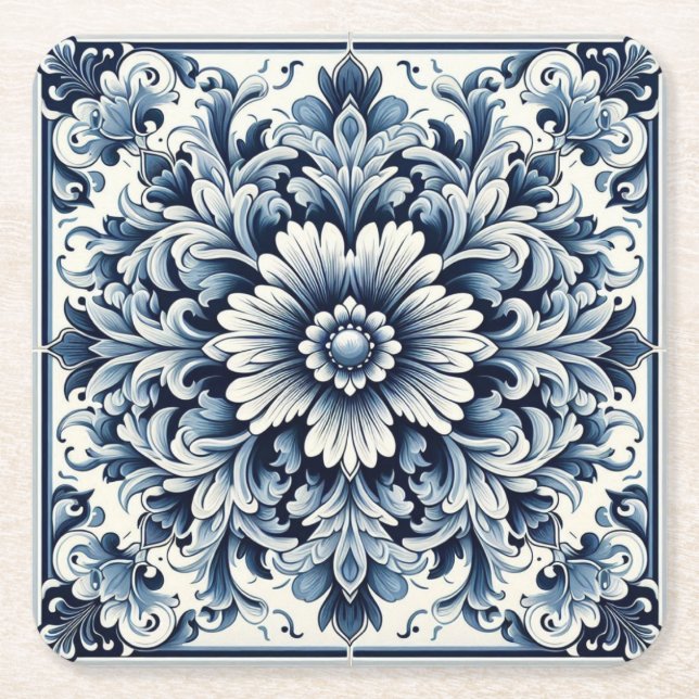 Portuguese design square paper coaster (Front)