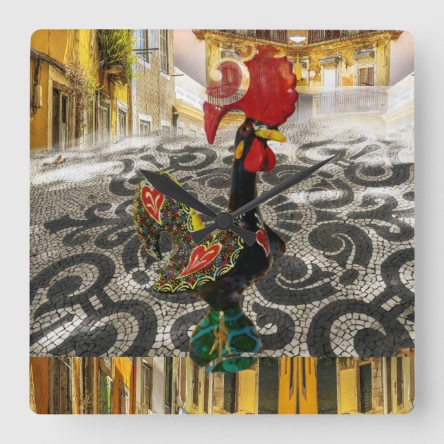 Portuguese designs Acrylic Wall Art Square Wall Clock (Front)