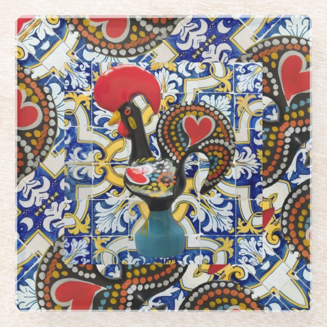 Portuguese designs  glass coaster (Front)
