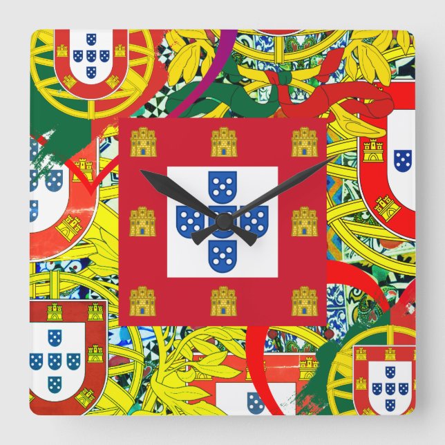 Portuguese designs  square wall clock (Front)