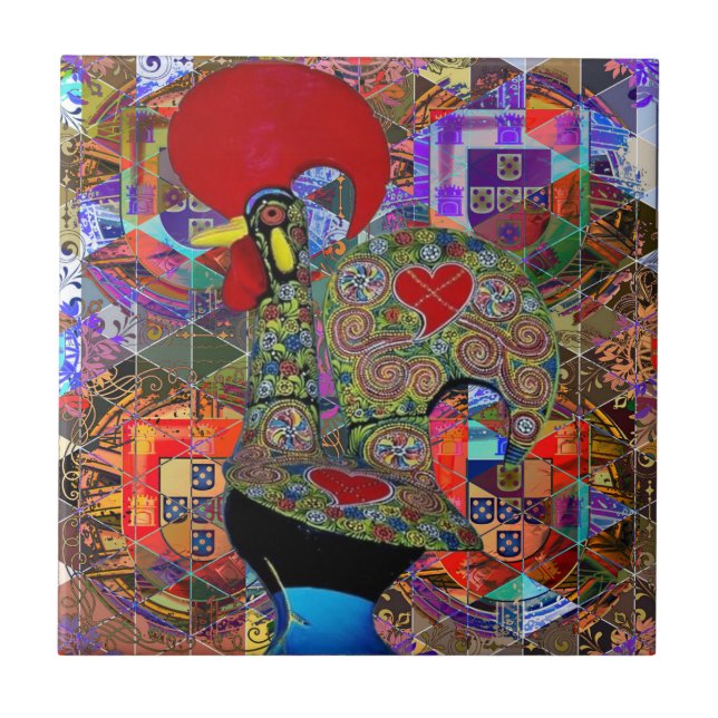 Portuguese designs Wood Wall Art Ceramic Tile (Front)