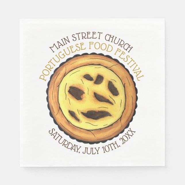 Portuguese Egg Custard Tart Pastry Food Festival Napkin (Front)