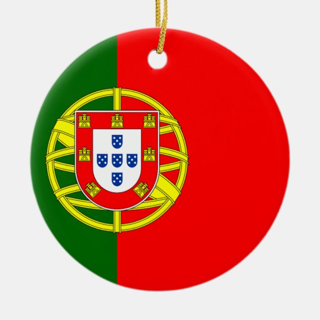 Portuguese flag custom Christmas tree ornament (Front)
