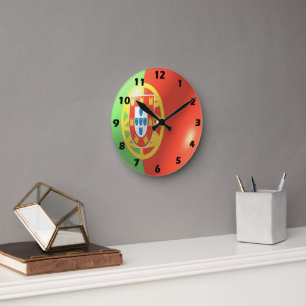 Portuguese Flag Design Round Clock