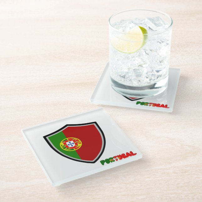 Portuguese flag glass coaster (Angled)
