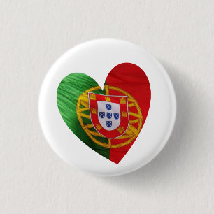 Portuguese: flag & heart 3 cm round badge