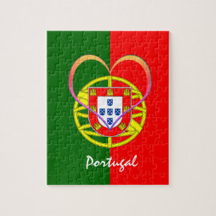 Portuguese flag & Heart - Portugal /sports fans Jigsaw Puzzle