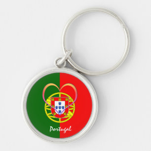 Portuguese flag & Heart - Portugal /sports fans Key Ring