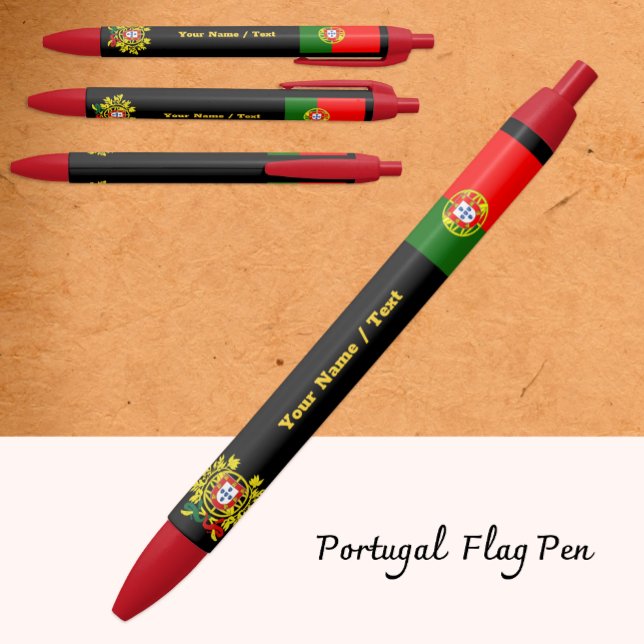 Portuguese Flag Pen, Portugal / Personalised Black Ink Pen (Creator Uploaded)