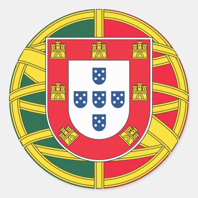Portuguese flag quality classic round sticker (Front)