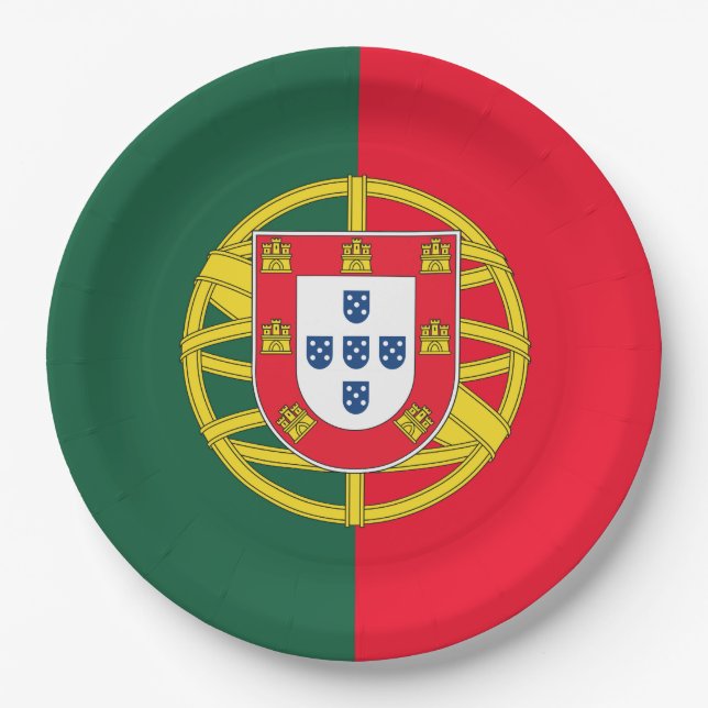 Portuguese flag quality paper plate (Front)