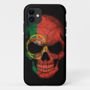 Portuguese Flag Skull on Black iPhone 11 Case