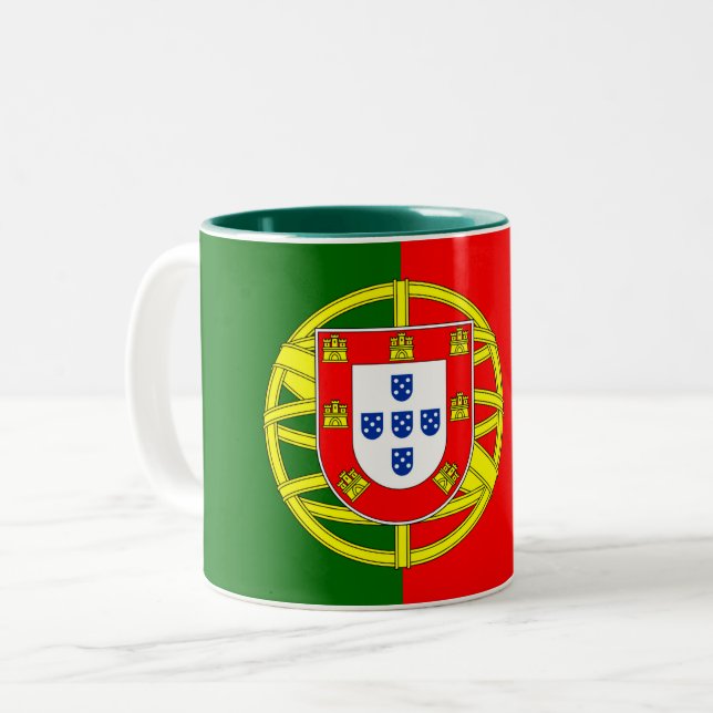 Portuguese Flag Two-Tone Coffee Mug (Front Left)