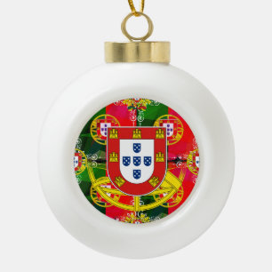 Portuguese folk art ceramic ball christmas ornament