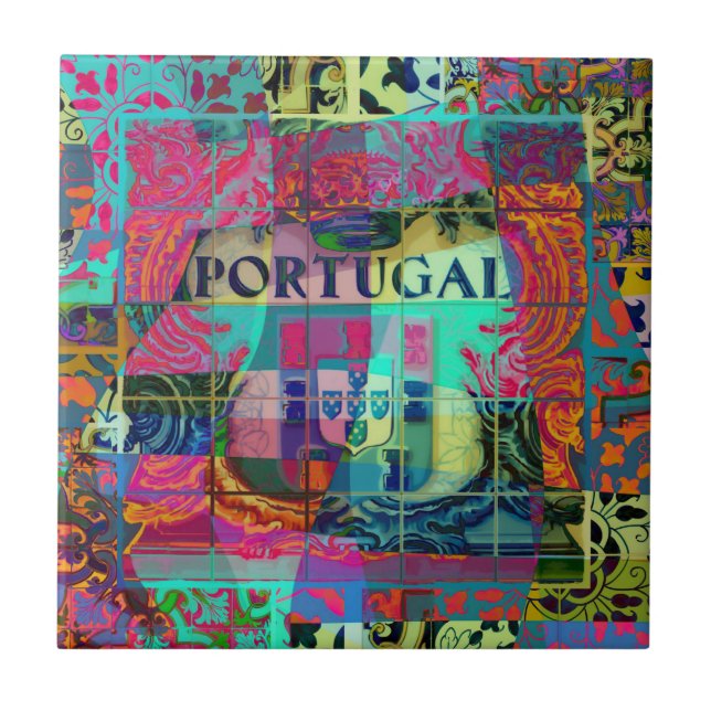 Portuguese folk art design ceramic tile (Front)