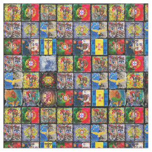 Portuguese folk art design fabric