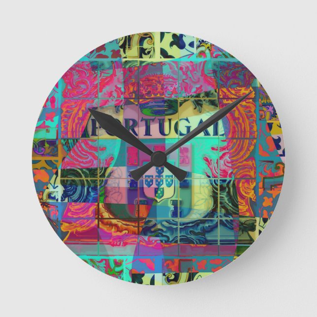 Portuguese folk art design round clock (Front)