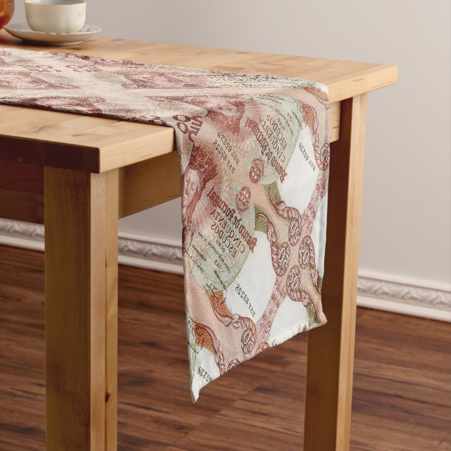 Portuguese folk art design short table runner (In Situ)