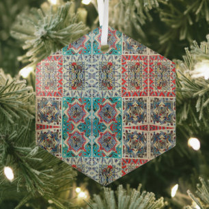 Portuguese folk art glass tree decoration