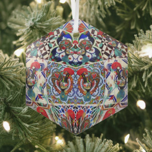 Portuguese folk art glass tree decoration