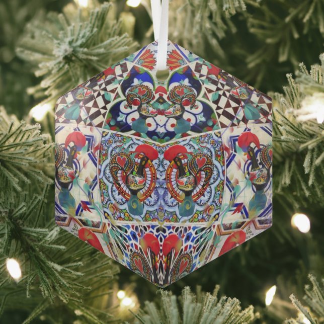 Portuguese folk art glass tree decoration (Insitu)