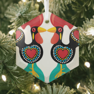 Portuguese folk art glass tree decoration