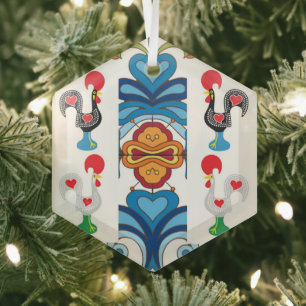 Portuguese folk art glass tree decoration