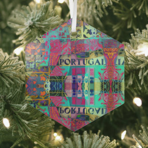 Portuguese folk art glass tree decoration