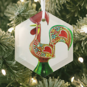 Portuguese folk art glass tree decoration