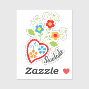 Portuguese folk heart with saudade word