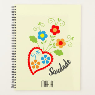 Portuguese folk heart with saudade word planner