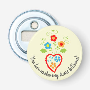 Portuguese folk romantic heart in bloom bottle opener