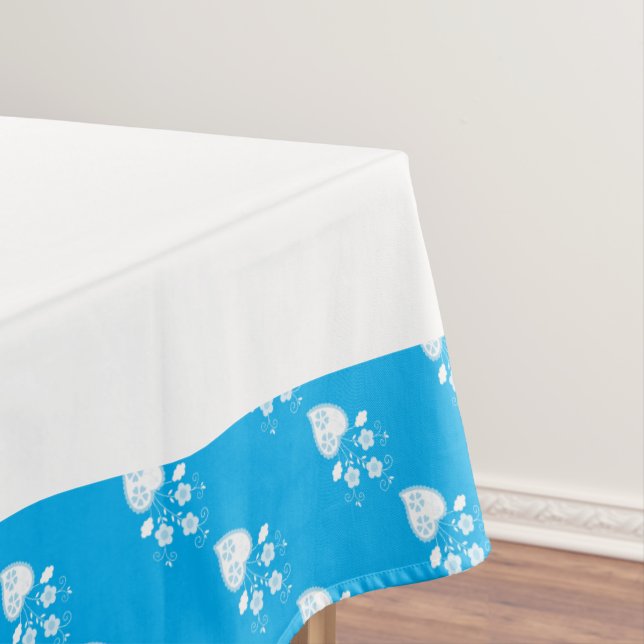 Portuguese folk romantic heart in blossom pattern tablecloth (In Situ)