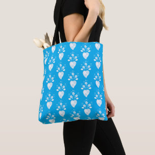 Portuguese folk romantic heart in blossom pattern tote bag