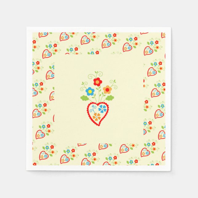Portuguese folk romantic heart napkin (Front)