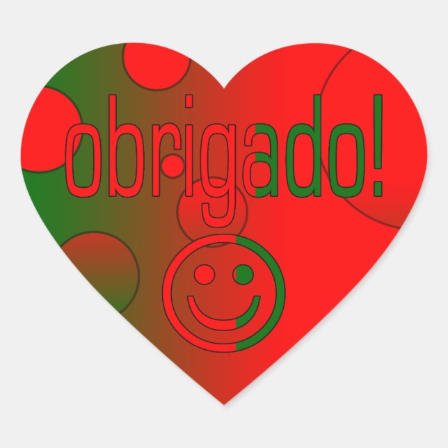 Portuguese Gifts Thank You Obrigado Face Heart Sticker (Front)
