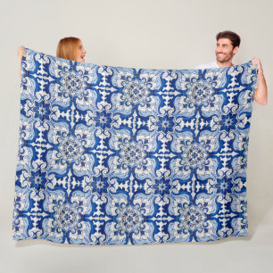 Portuguese Glazed Tiles Fleece Blanket