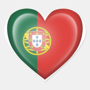 Portuguese Heart Flag on White Sticker