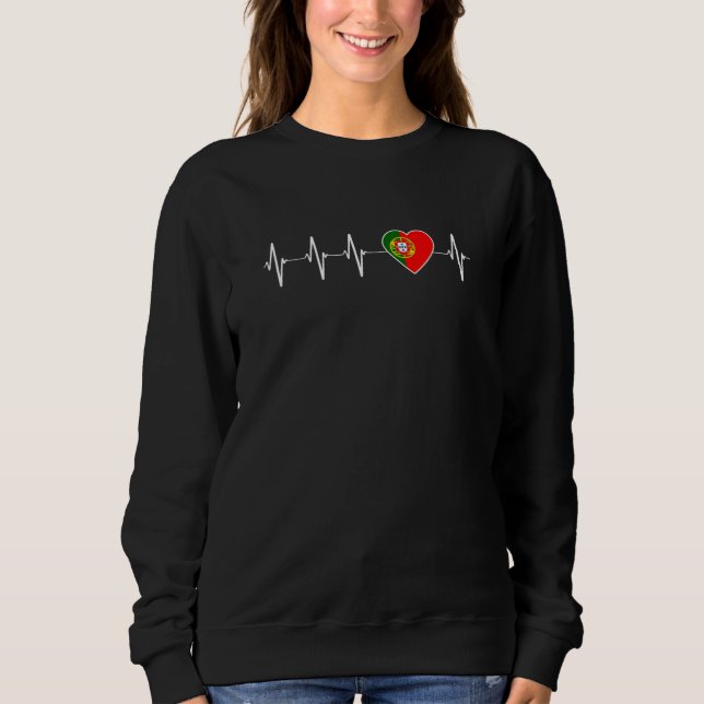 Portuguese Heartbeat I Love Portugal Flag Heart Sweatshirt (Front)