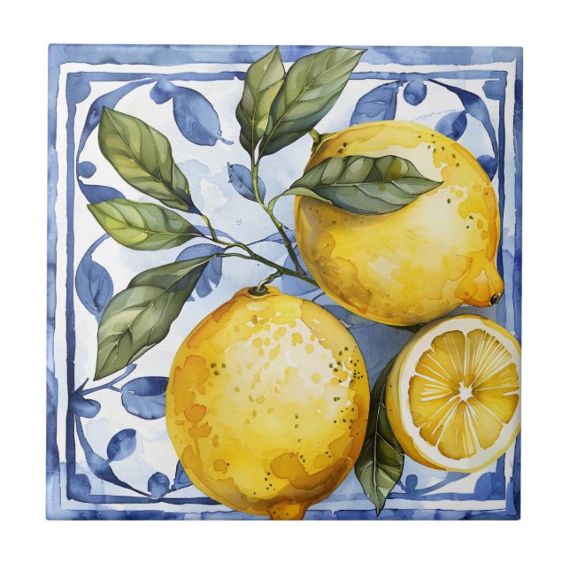 Portuguese Lemon Mediterranean  Ceramic Tile (Front)