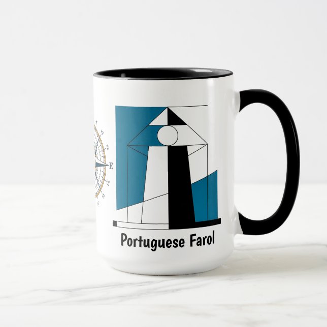 Portuguese Lighthouse Mug – Modern Farol Art Coffe (Right)