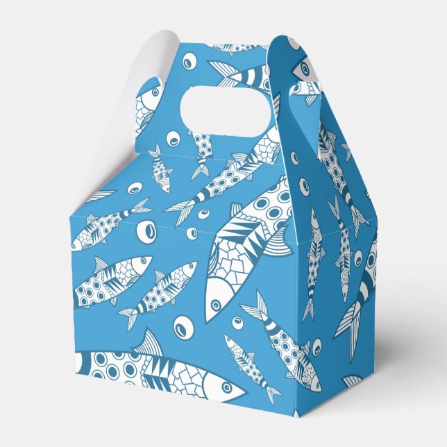 Portuguese Lisbon Sardines Pattern Azulejos Blue Favour Box (Front Side)
