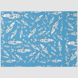 Portuguese Lisbon Sardines Pattern Azulejos Blue Tissue Paper